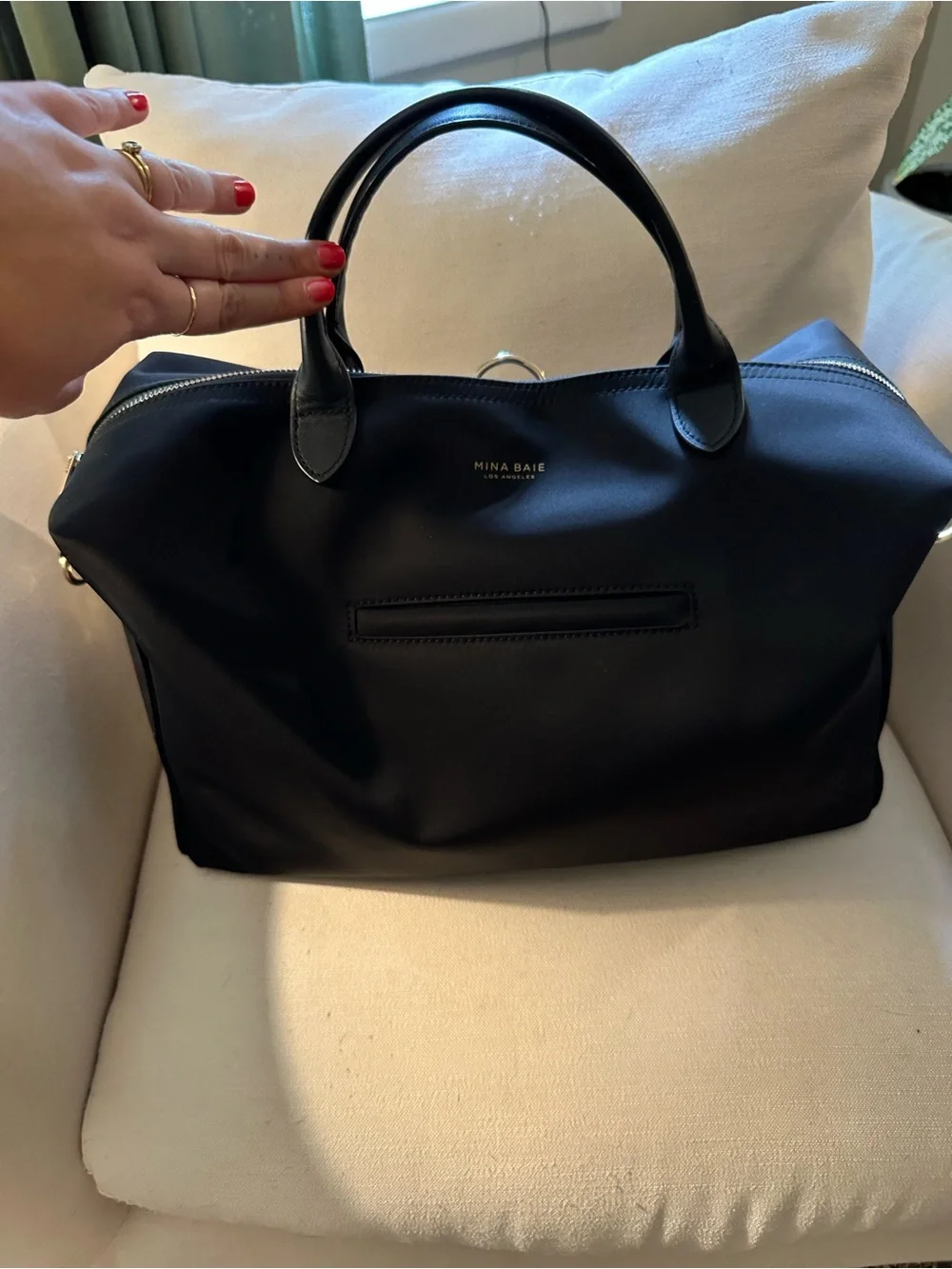 Mina Baie Emmy Full in Black Nylon w Gold Hardware
